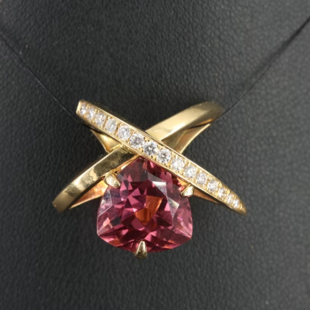 18K 5.49 CT Tourmaline ad Diamond Slide Pendant